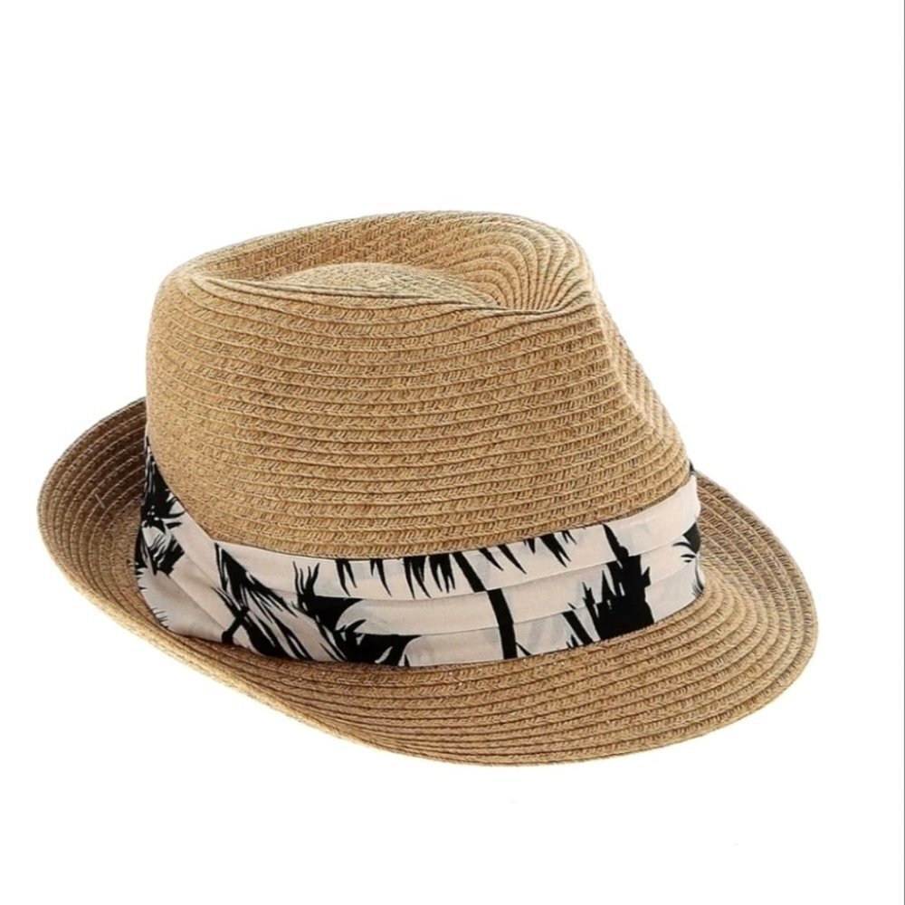 Sonoma Fedora Hat One Size Womens Brown Life Style White Blue Tropical Coastal